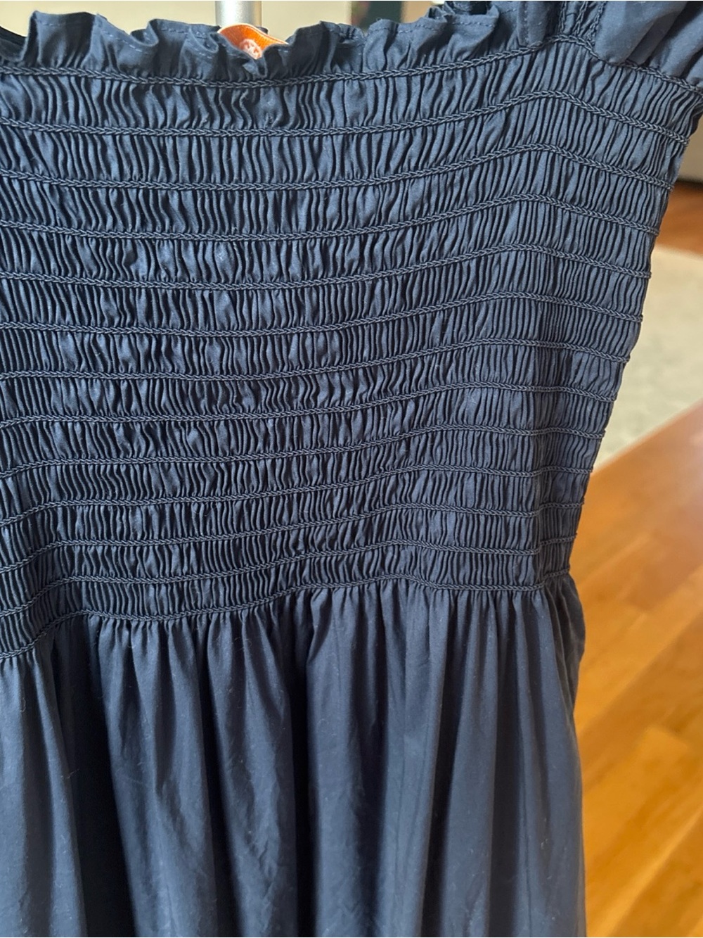 Tory Burch Smocked Puff-Sleeve Maxi Dress in Navy - Picture 7 of 11